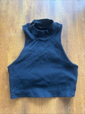 ALO Yoga Ribbed High-Neck Sleeveless Crop Top - Black
